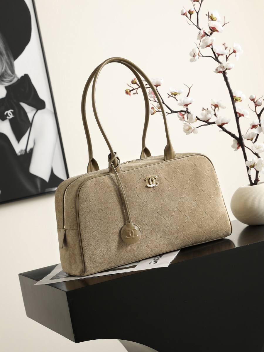 Chanel Large Bowling Bag AS6211 35.5 x 19 x 12.5 Taupe BD92