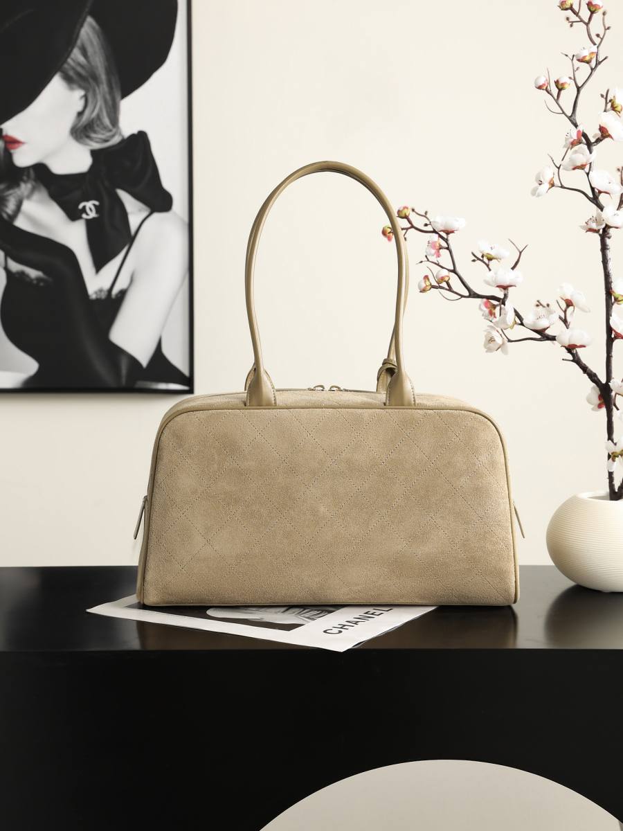 Chanel Large Bowling Bag AS6211 35.5 x 19 x 12.5 Taupe BD92