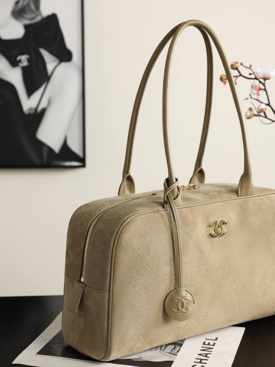 Chanel Large Bowling Bag AS6211 35.5 x 19 x 12.5 Taupe BD92