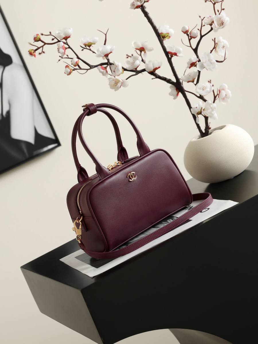 Chanel Mini Bowling Bag AP5578 20 x 16 x 12 Burgundy 8F5B
