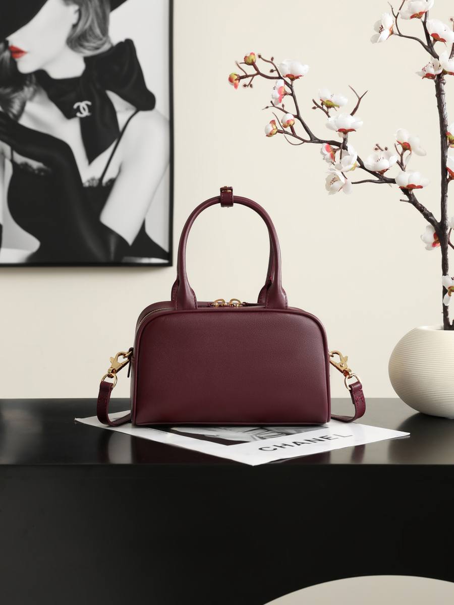 Chanel Mini Bowling Bag AP5578 20 x 16 x 12 Burgundy 8F5B