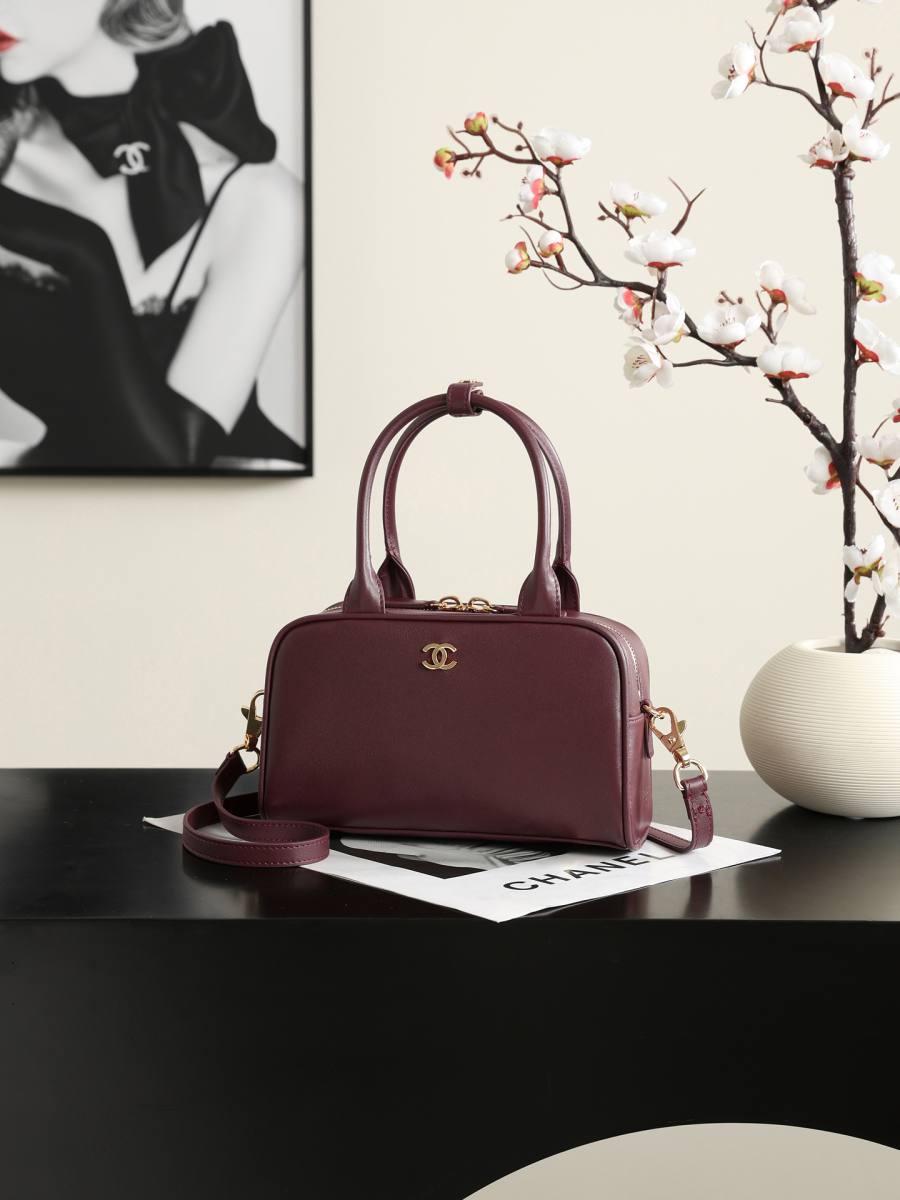 Chanel Mini Bowling Bag AP5578 20 x 16 x 12 Burgundy 8F5B