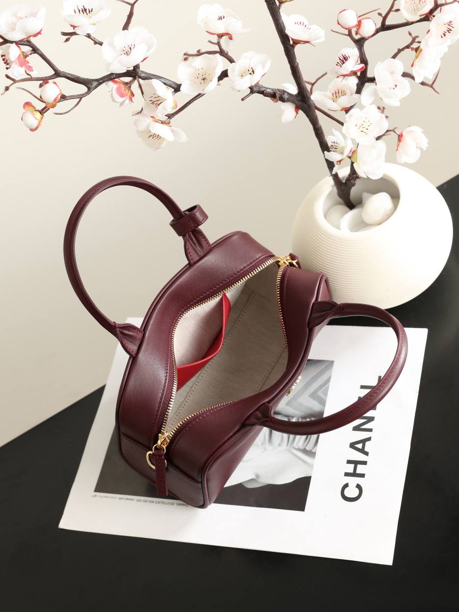 Chanel Mini Bowling Bag AP5578 20 x 16 x 12 Burgundy 8F5B