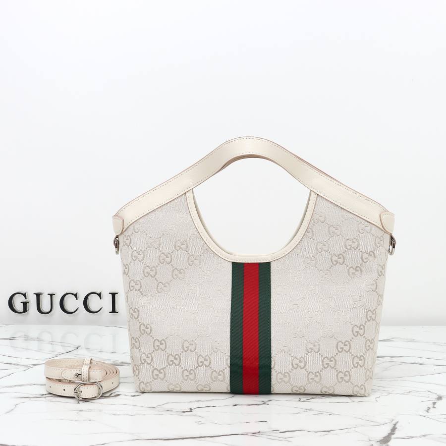 RP 2809000 Gucci Ophidia Tote White Canvas 25x20x15 860845 527E