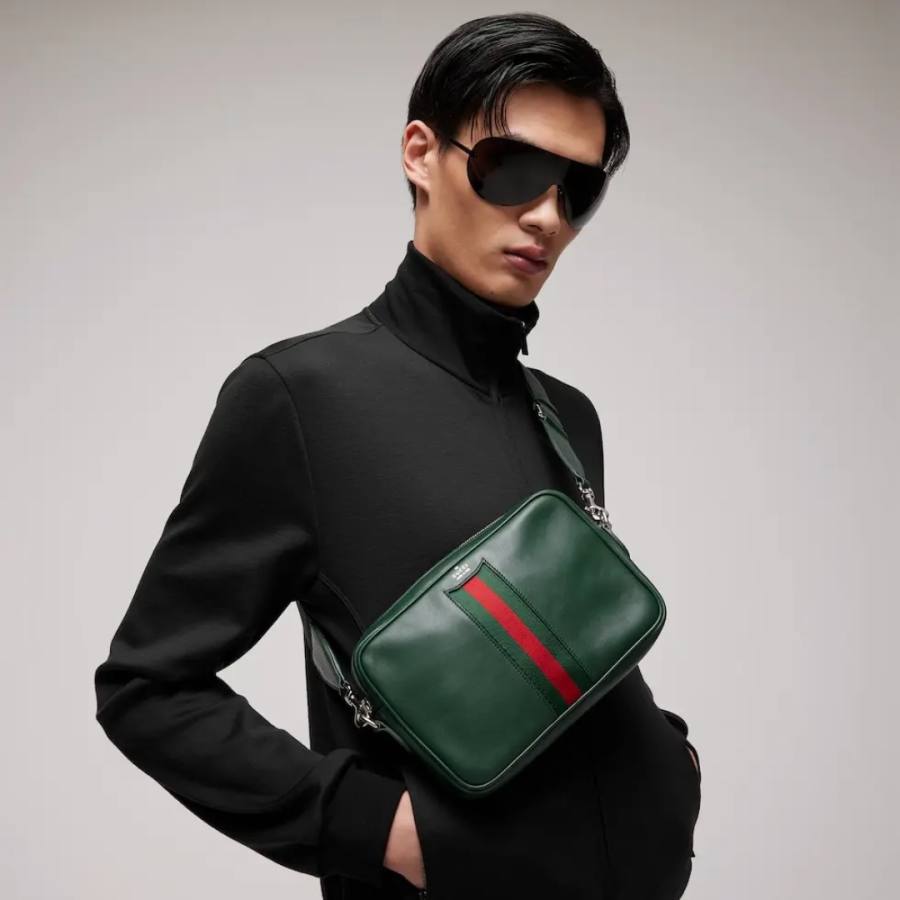 RP 2863000 Gucci 866982 Green Leather 24x15x4 866982 4EE7