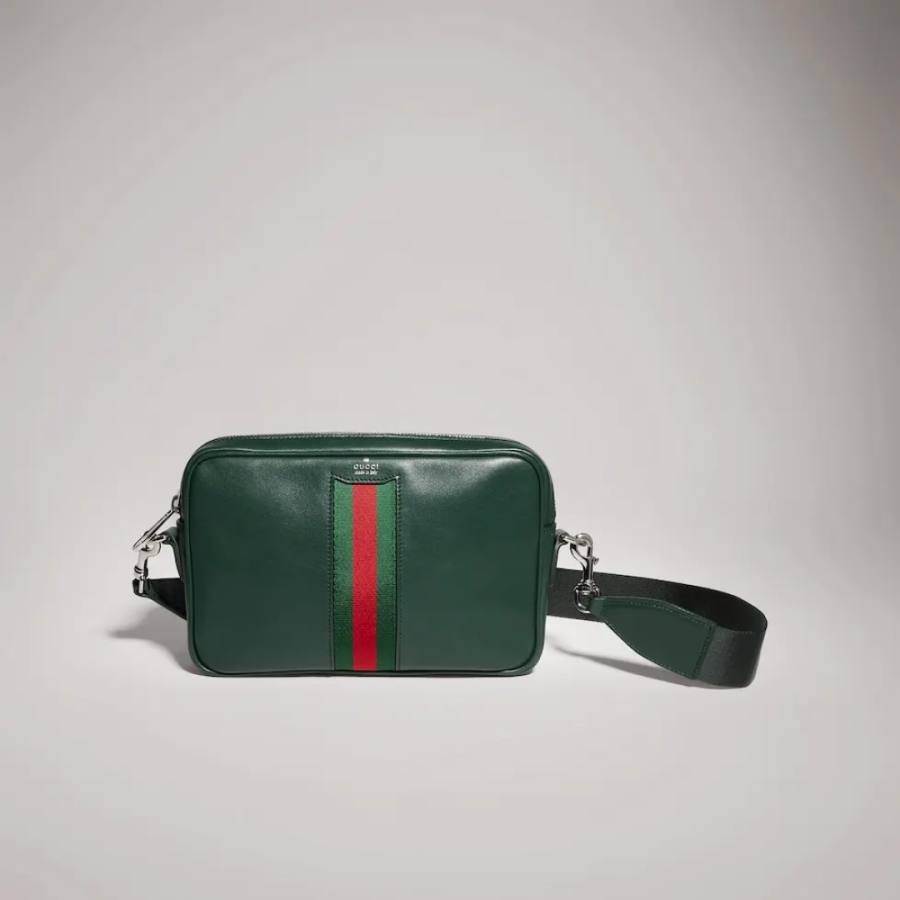 RP 2863000 Gucci 866982 Green Leather 24x15x4 866982 4EE7