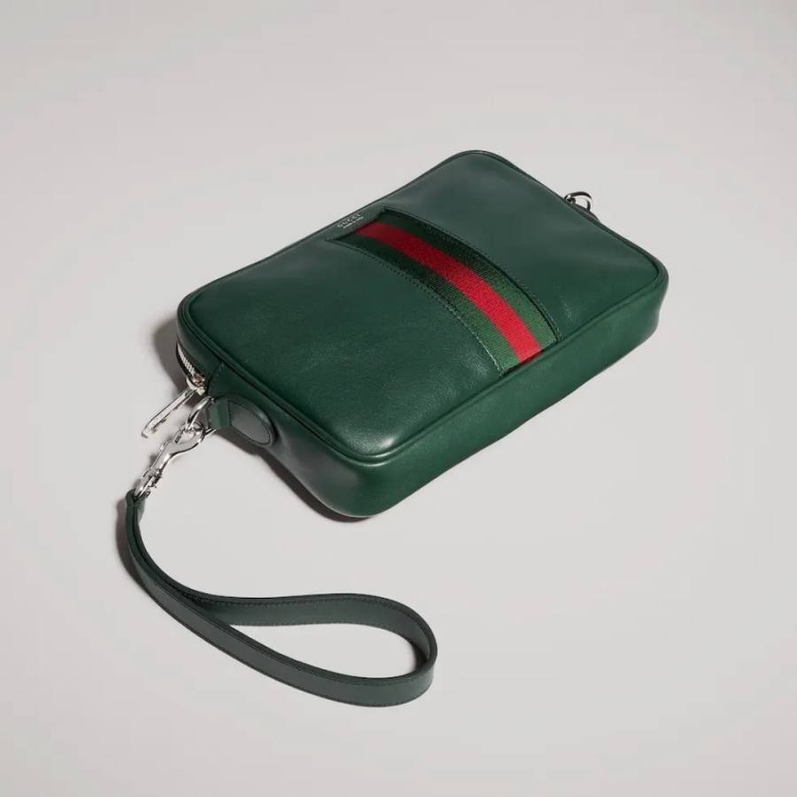 RP 2863000 Gucci 866982 Green Leather 24x15x4 866982 4EE7