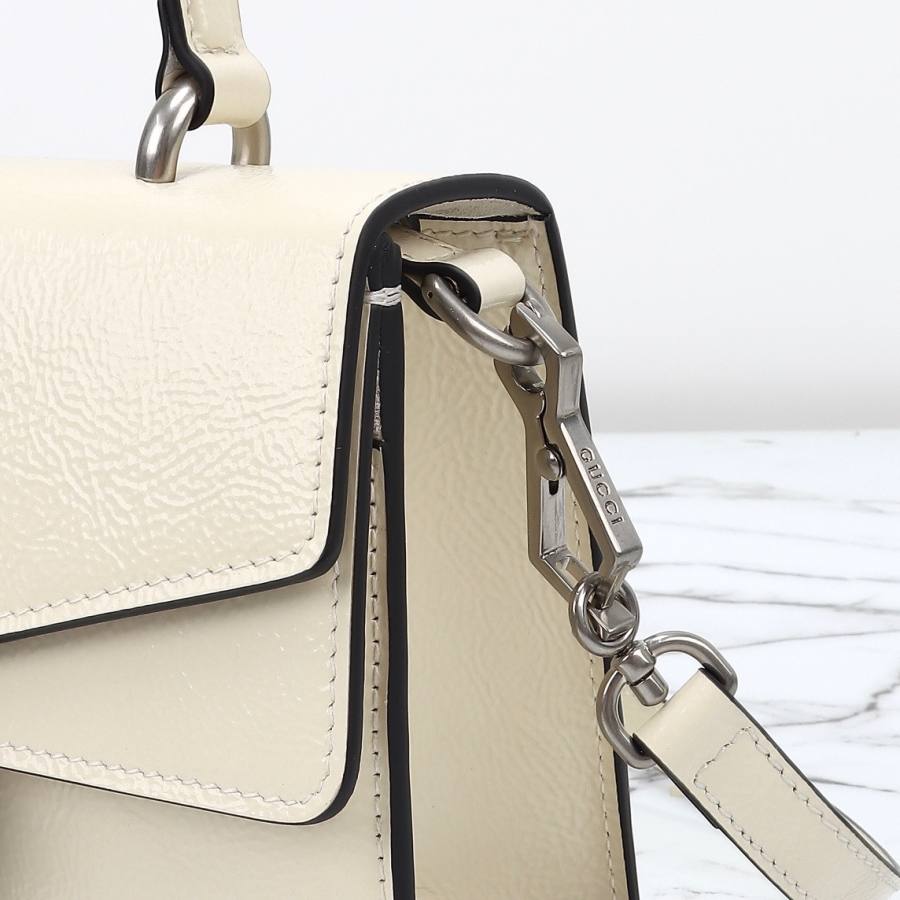 RP 3106000 Gucci Jackie 1961 White Patent 22x16x8 799599 D1B9