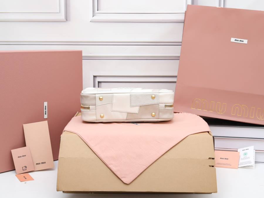 Miu Miu Arcadie Patchwork Bowling Bag 5BB147 5FC0 22 x 11 x 8