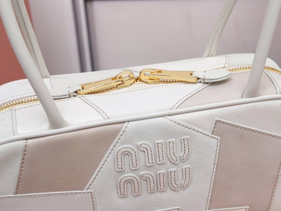 Miu Miu Arcadie Patchwork Bowling Bag 5BB147 5FC0 22 x 11 x 8