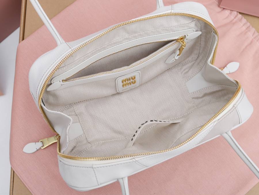 Miu Miu Arcadie Patchwork Bowling Bag 5BB147 5FC0 22 x 11 x 8