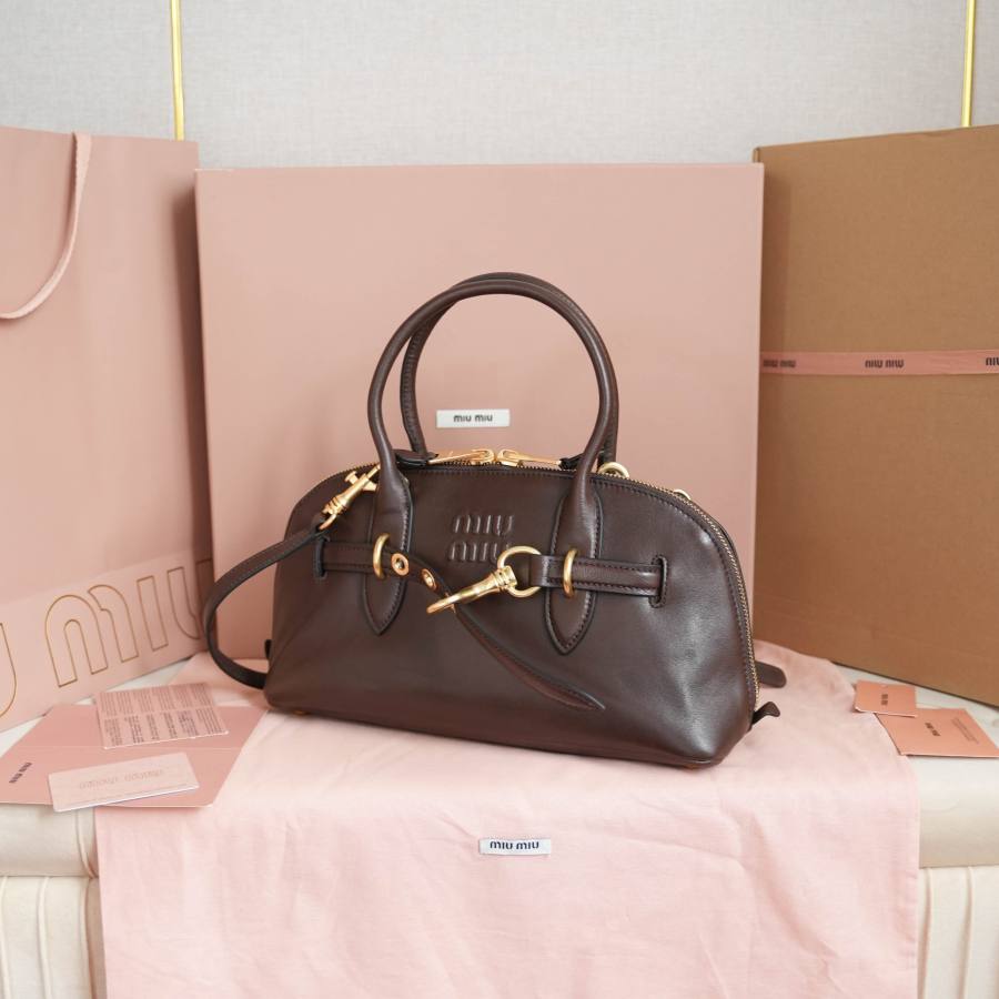 Miu Miu Aventure Nappa Bowling Bag 5BB168 0200 33 x 18 x 5