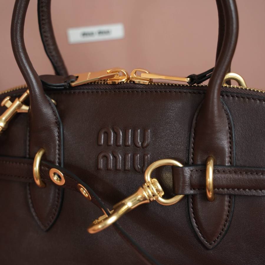 Miu Miu Aventure Nappa Bowling Bag 5BB168 0200 33 x 18 x 5