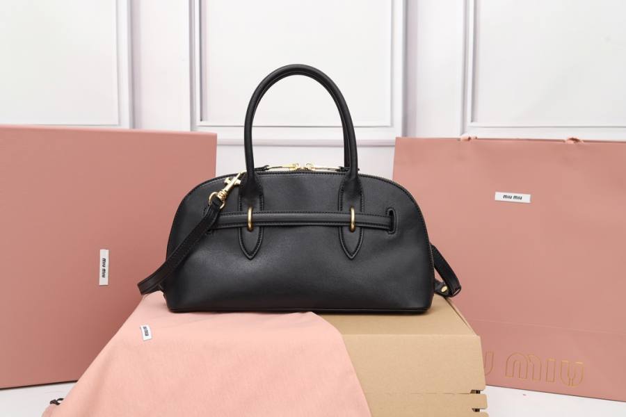 Miu Miu Aventure Nappa Bowling Bag 5BB168 29C7 33 x 18 x 5