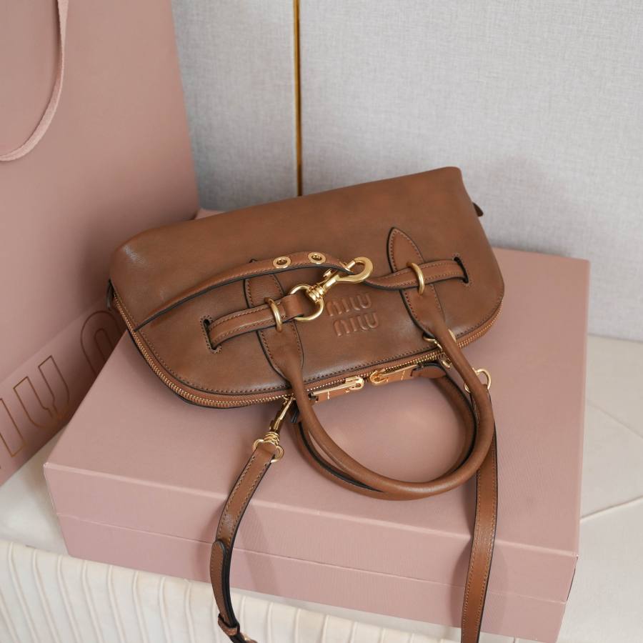Miu Miu Aventure Nappa Bowling Bag 5BB168 99F1 33 x 18 x 5