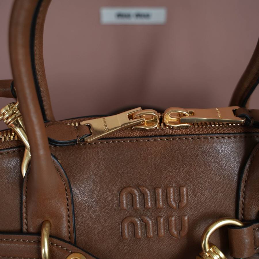 Miu Miu Aventure Nappa Bowling Bag 5BB168 99F1 33 x 18 x 5