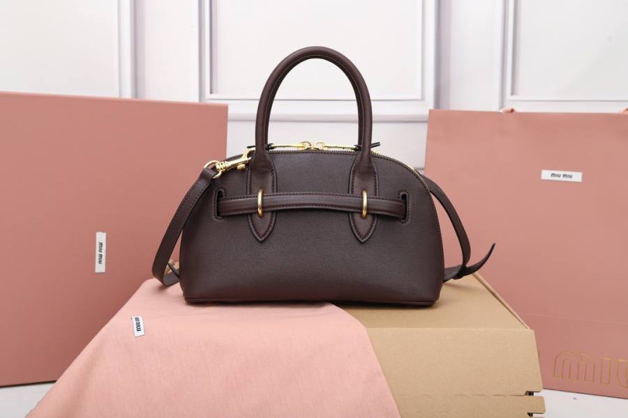 Miu Miu Aventure Nappa Bowling Bag 5BB169 7B08 28 x 16 x 5
