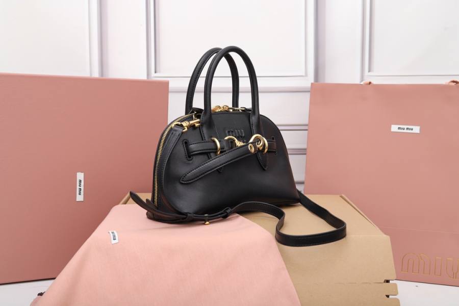 Miu Miu Aventure Nappa Bowling Bag 5BB169 D2D3 28 x 16 x 5