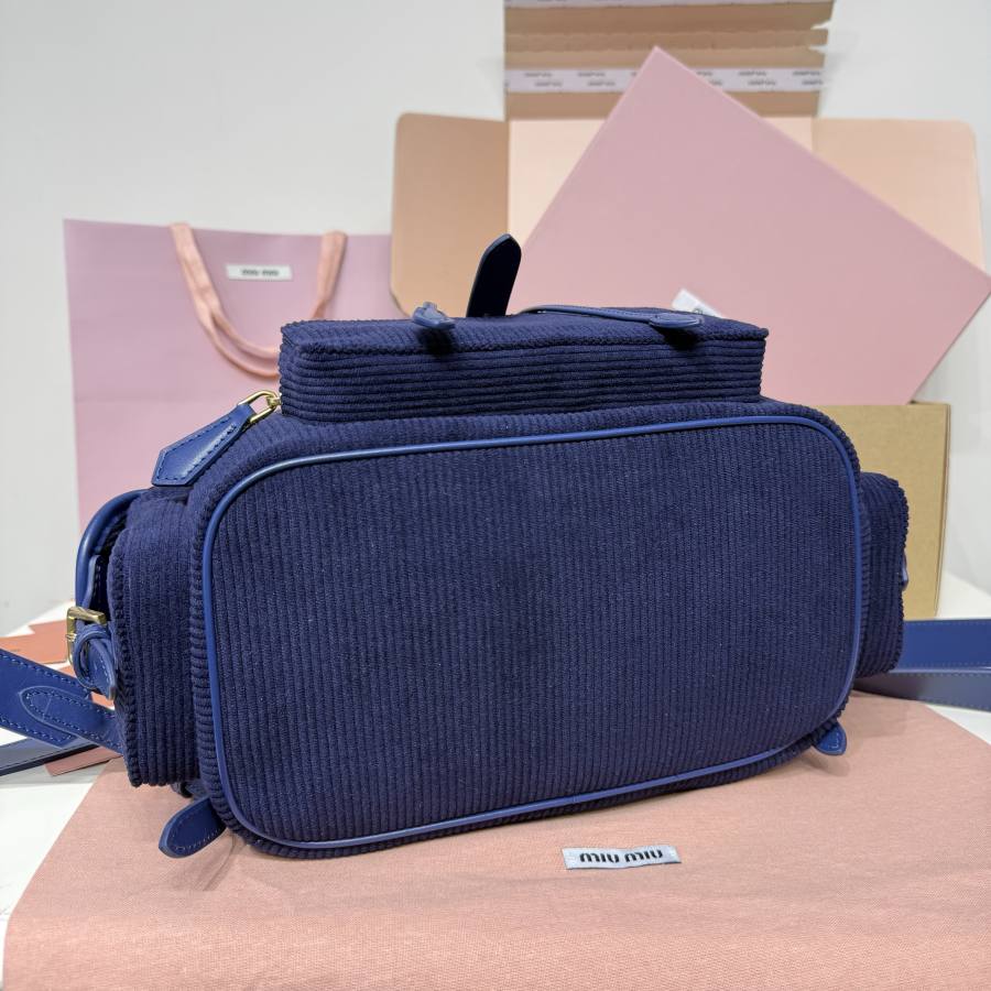 Miu Miu Canvas and Calfskin Backpack 5BZ042 2D2F 32 x 30 x 12