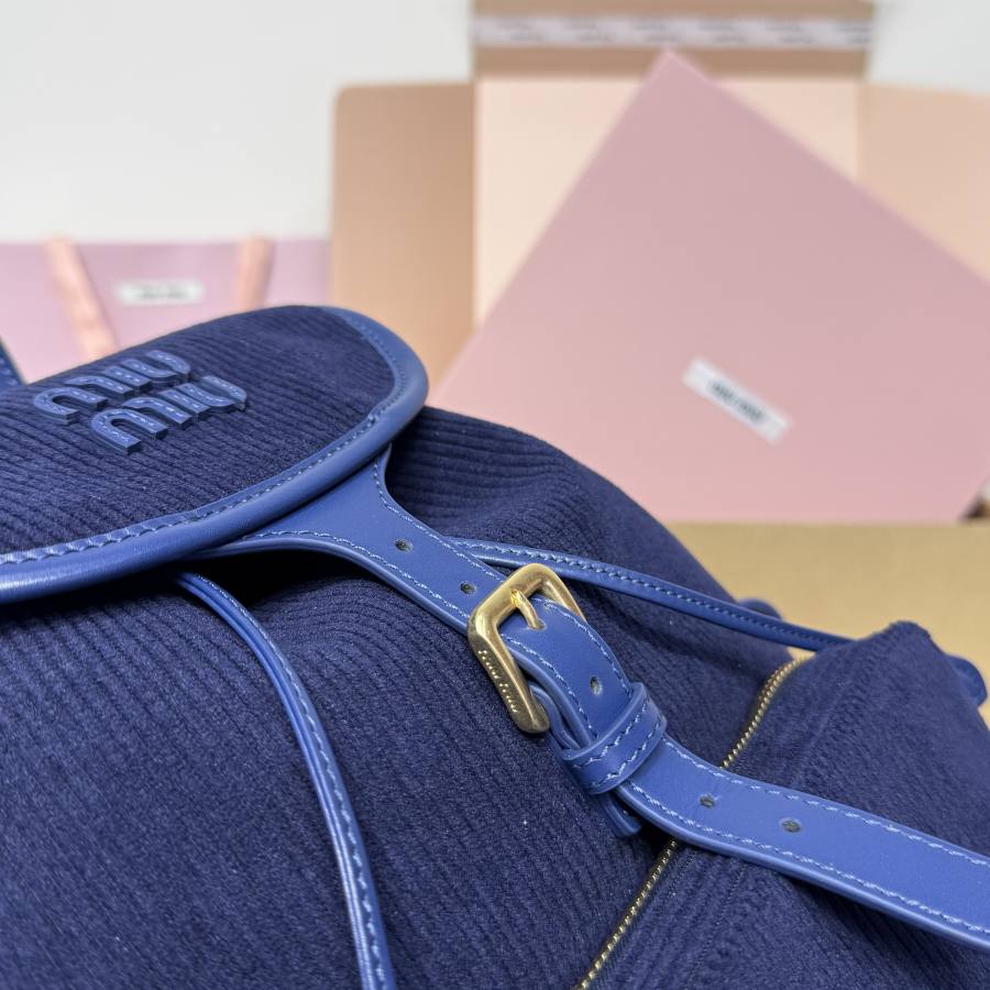 Miu Miu Canvas and Calfskin Backpack 5BZ042 2D2F 32 x 30 x 12