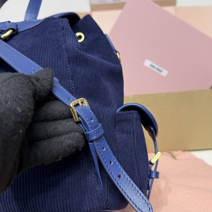 Miu Miu Canvas and Calfskin Backpack 5BZ042 2D2F 32 x 30 x 12