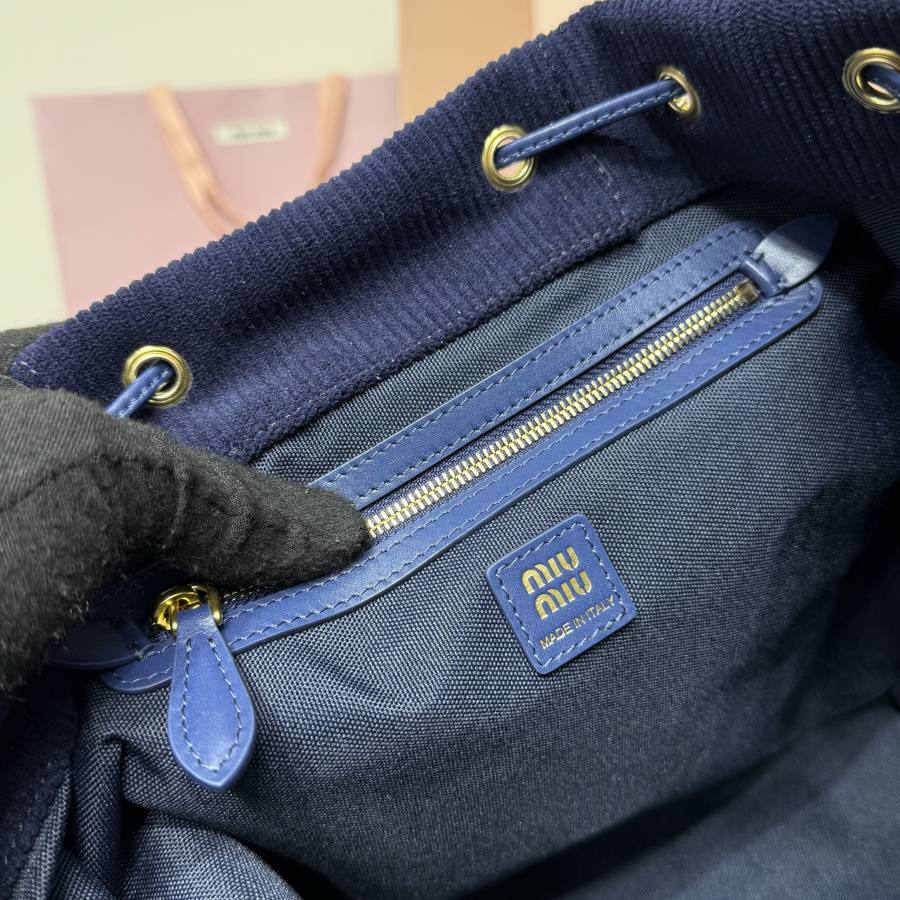 Miu Miu Canvas and Calfskin Backpack 5BZ042 2D2F 32 x 30 x 12
