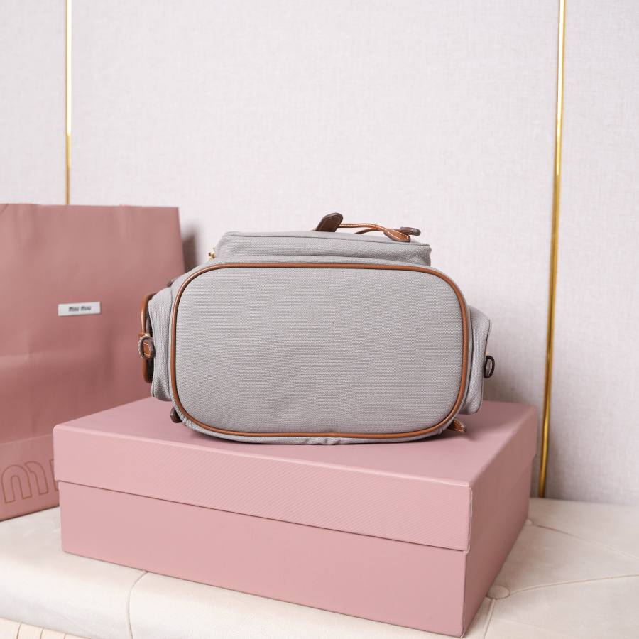 Miu Miu Canvas and Calfskin Backpack 5BZ042 925A 32 x 30 x 12