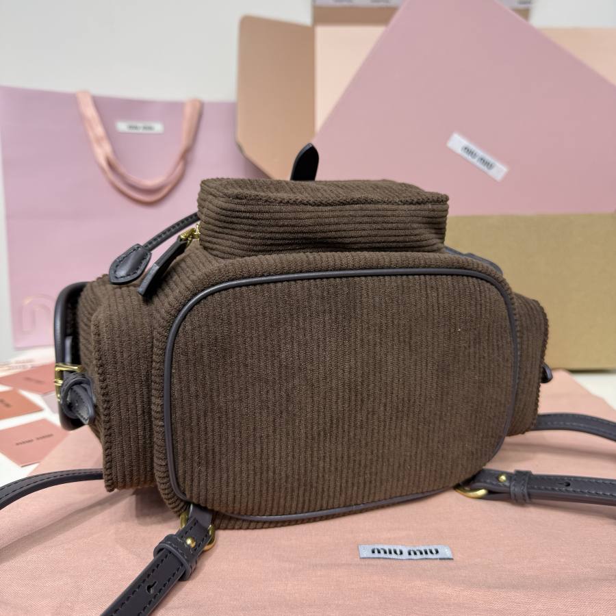 Miu Miu Canvas and Calfskin Backpack 5BZ043 164C 32 x 30 x 12