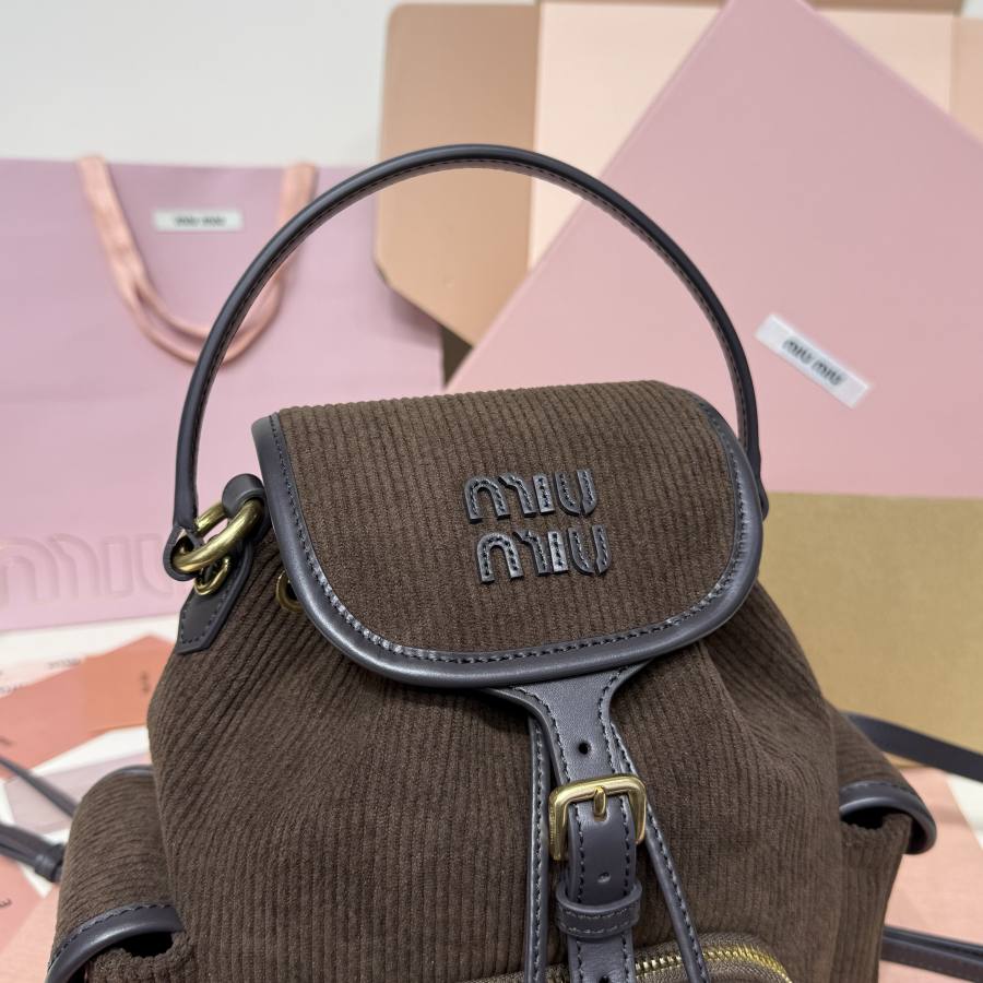 Miu Miu Canvas and Calfskin Backpack 5BZ043 164C 32 x 30 x 12