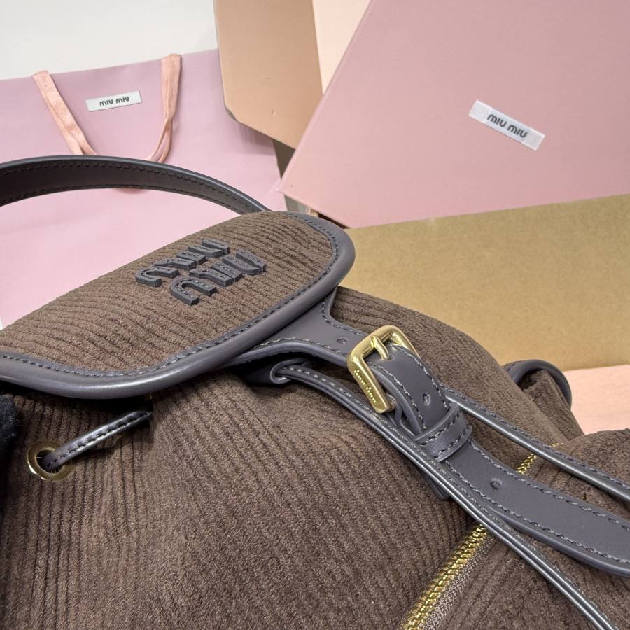 Miu Miu Canvas and Calfskin Backpack 5BZ043 164C 32 x 30 x 12