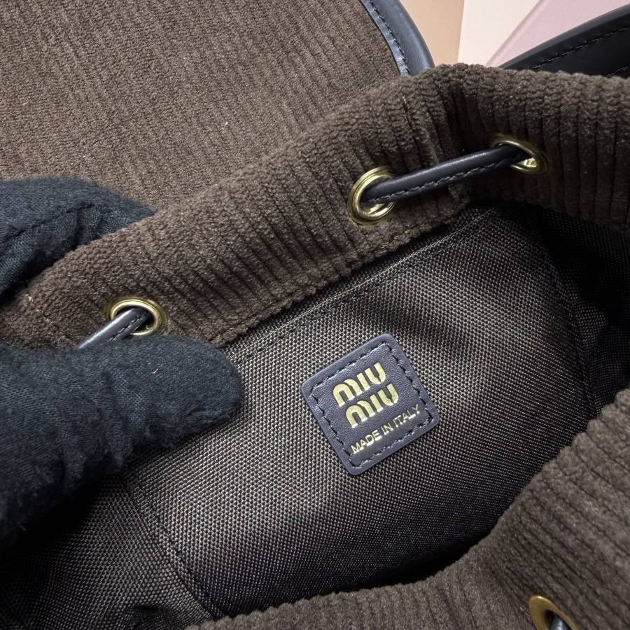 Miu Miu Canvas and Calfskin Backpack 5BZ043 164C 32 x 30 x 12