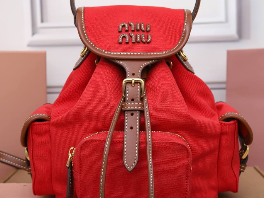Miu Miu Canvas and Calfskin Backpack 5BZ043 39C0 32 x 30 x 12