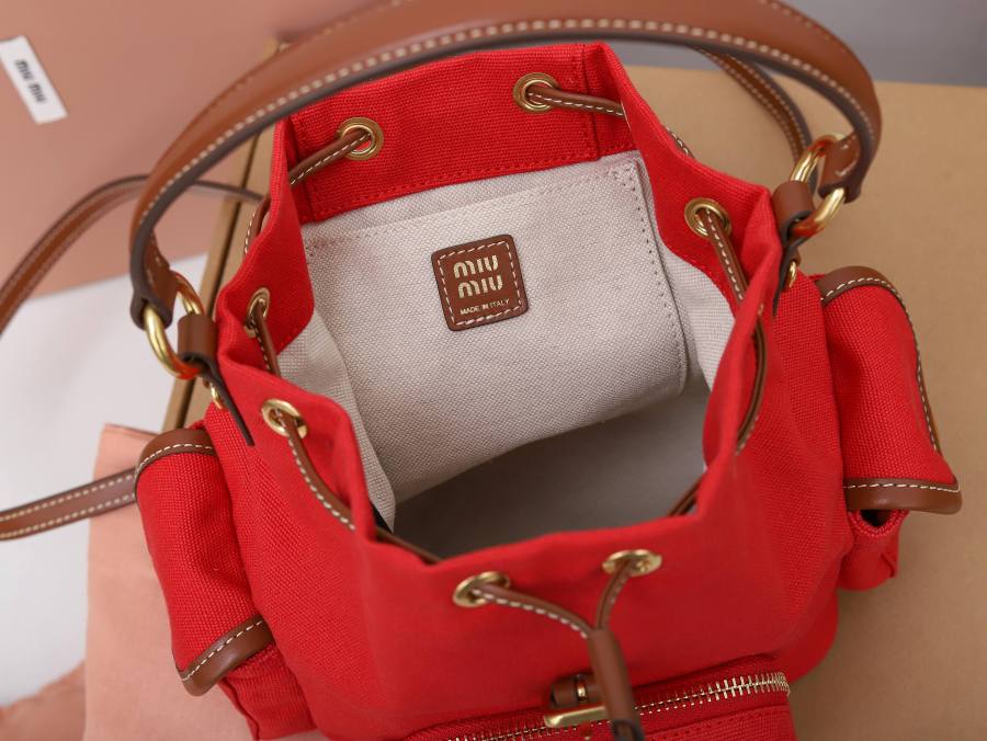 Miu Miu Canvas and Calfskin Backpack 5BZ043 39C0 32 x 30 x 12