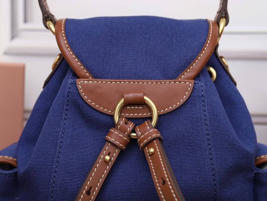 Miu Miu Canvas and Calfskin Backpack 5BZ043 8B75 32 x 30 x 12