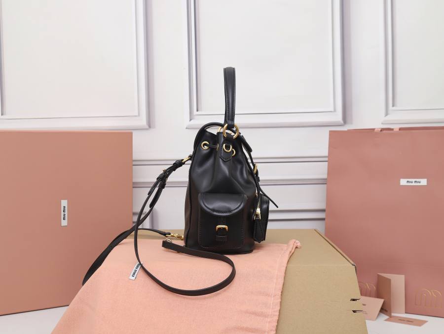 Miu Miu Canvas and Calfskin Backpack 5BZ043 DA2C 32 x 30 x 12
