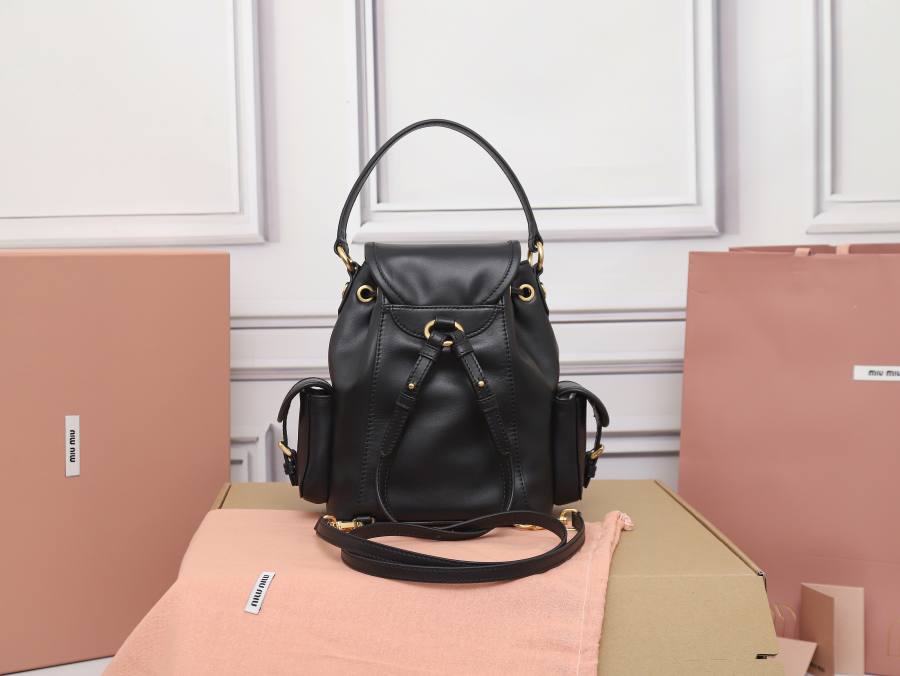 Miu Miu Canvas and Calfskin Backpack 5BZ043 DA2C 32 x 30 x 12
