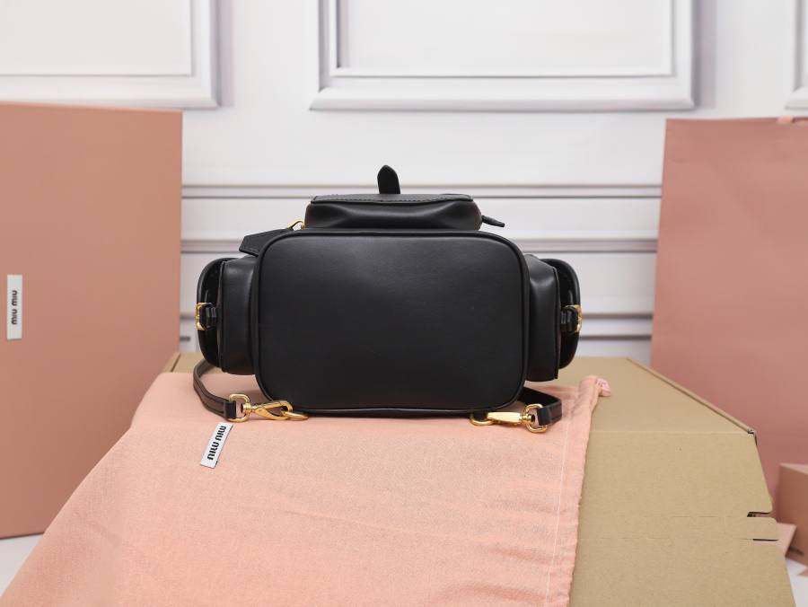 Miu Miu Canvas and Calfskin Backpack 5BZ043 DA2C 32 x 30 x 12