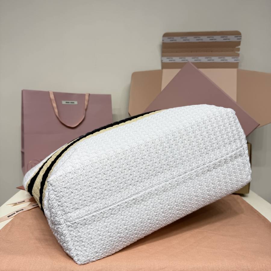 Miu Miu Embroidered Canvas Tote 5BG228 2345 40 x 34 x 16