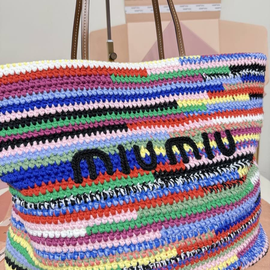 Miu Miu Embroidered Canvas Tote 5BG228 3462 40 x 34 x 16