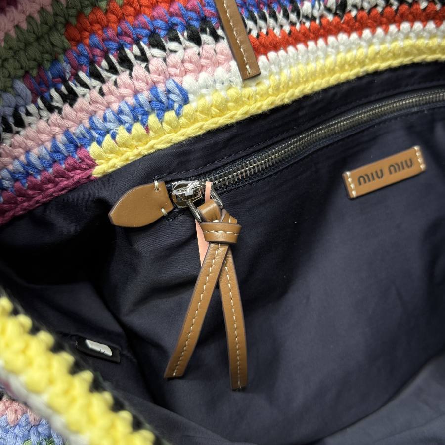 Miu Miu Embroidered Canvas Tote 5BG228 3462 40 x 34 x 16