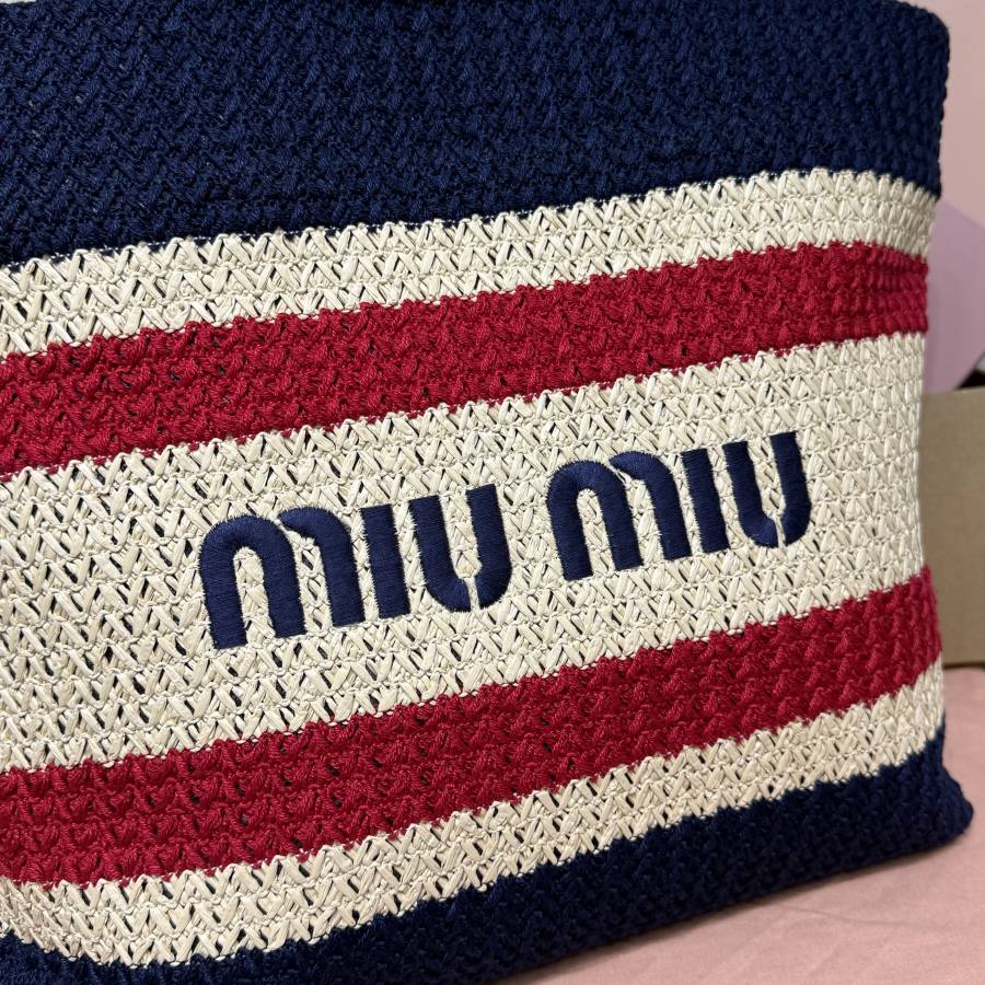Miu Miu Embroidered Canvas Tote 5BG228 434C 40 x 34 x 16