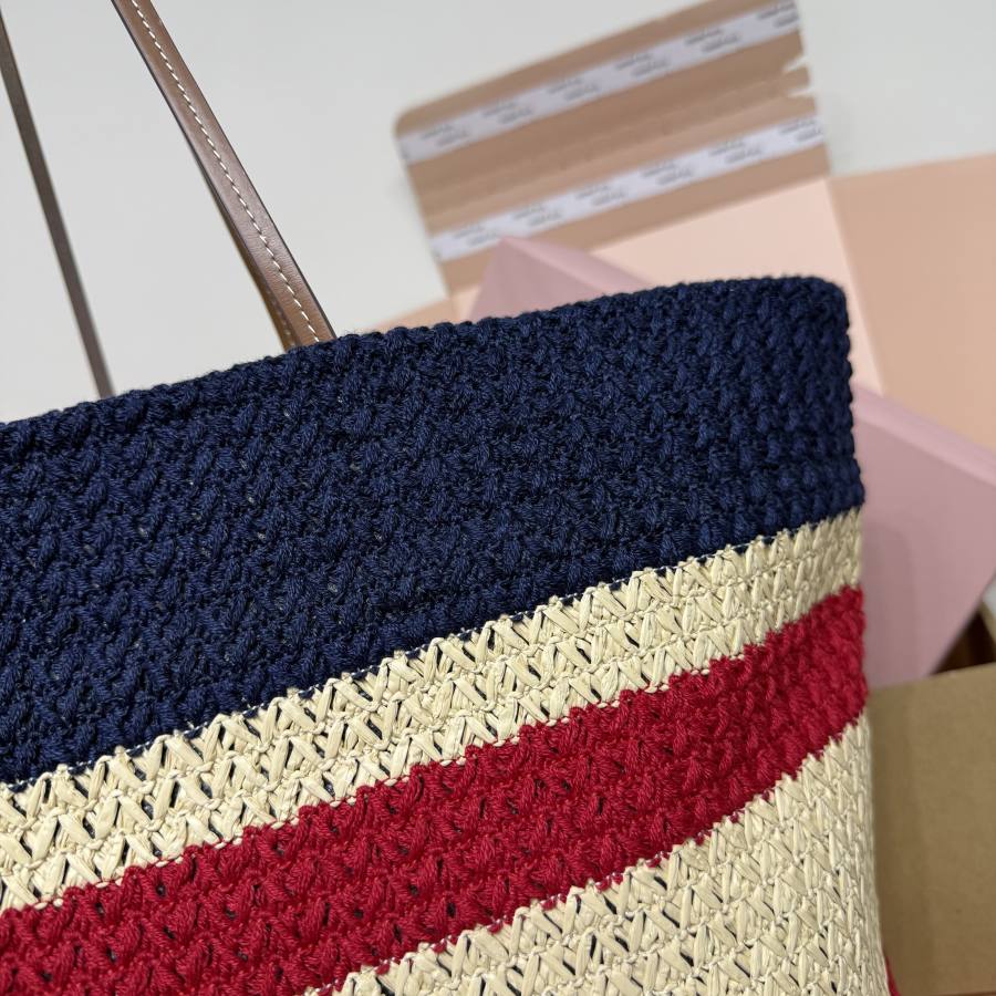 Miu Miu Embroidered Canvas Tote 5BG228 434C 40 x 34 x 16