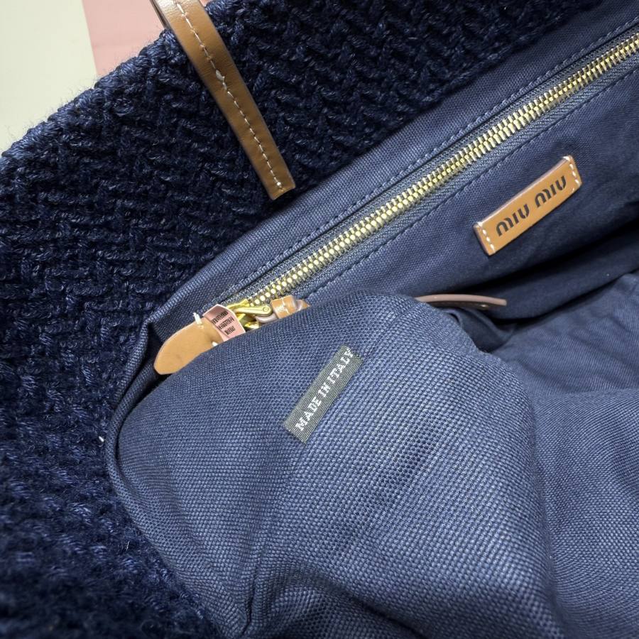 Miu Miu Embroidered Canvas Tote 5BG228 434C 40 x 34 x 16